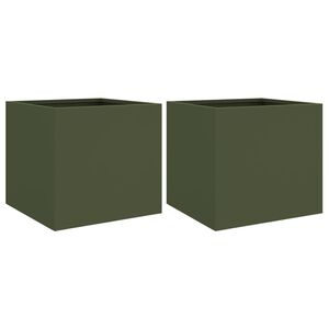 vidaXL Kukkalaatikot 2 kpl oliivinvihre&auml; 32x30x29 cm ter&auml;s