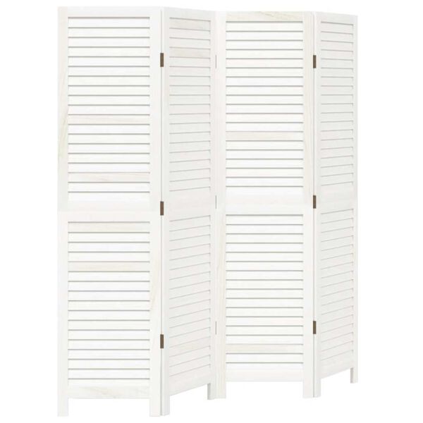 vidaXL 4-Paneelinen tilanjakaja valkoinen t&auml;ysi keisaripuu