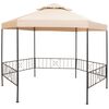 vidaXL Puutarhakatos/paviljonki kuusikulmio 323x265 cm beige