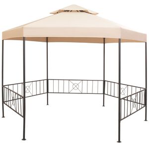 vidaXL Puutarhakatos/paviljonki kuusikulmio 323x265 cm beige
