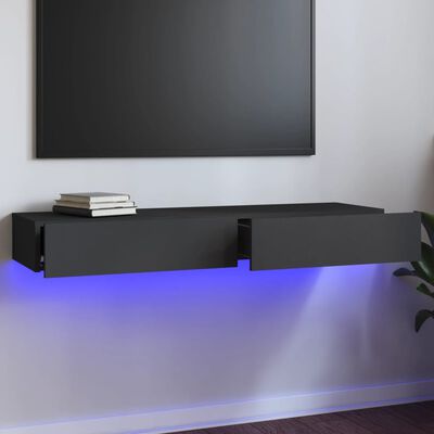 vidaXL TV-taso LED-valoilla harmaa 120x35x15,5 cm