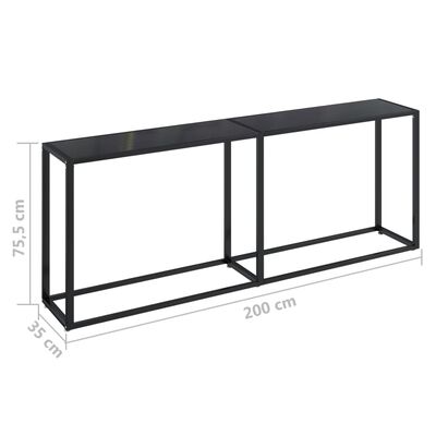 vidaXL Konsolipöytä musta 200x35x75,5 cm karkaistu lasi
