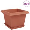 vidaXL Kasviruukut 24 pcs Tiilenpunainen 23 x 23 x 17,5 cm Muovi