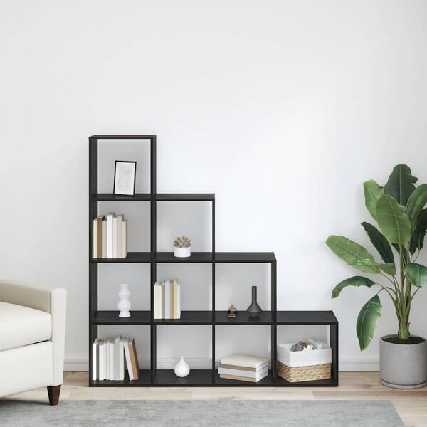 vidaXL Huoneen jakaja kirjahylly Musta tammi. 131,5 x 29 x 131,5 cm