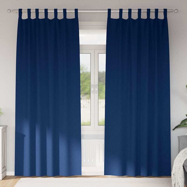 vidaXL Piment&auml;v&auml; verho renkailla 2 pcs Tumma Sininen 260 x 140 cm
