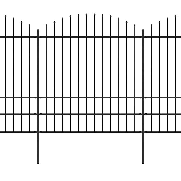 vidaXL Puutarha-aita keihäskärkinen teräs 1070x200 cm musta