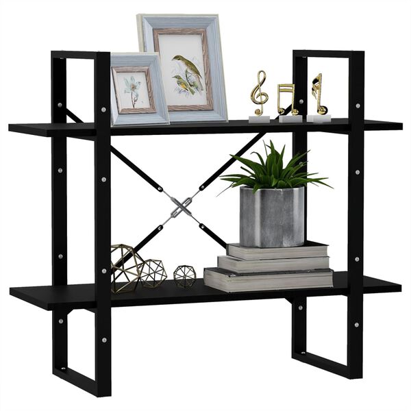 vidaXL 2-tasoinen kirjahylly musta 80x30x70 cm täysi mänty