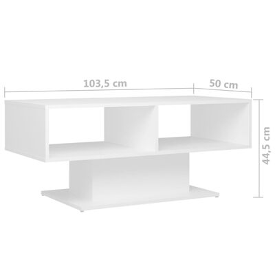 vidaXL Sohvapöytä valkoinen 103,5x50x44,5 cm tekninen puu