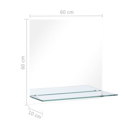 vidaXL Seinäpeili hyllyllä 60x60 cm karkaistu lasi