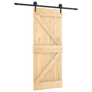 vidaXL Liukuovi Luonnollinen ja musta 85 x 210 cm Massiivinen m&auml;nty