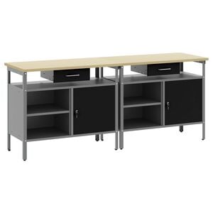 vidaXL Ty&ouml;p&ouml;yt&auml;setti hyllyll&auml; 2 pcs Mustat ja harmaa 200 x 55 x 85 cm
