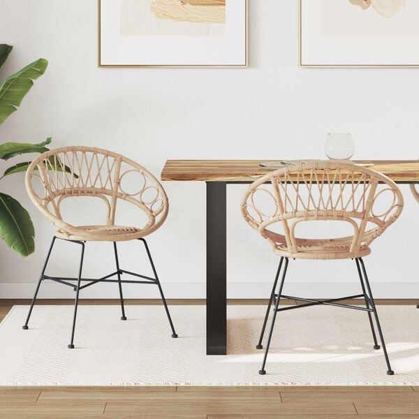 vidaXL Ruokatuoli 2 pcs Luonnollinen 65 x 55,5 x 81 cm Roikka ja rauta