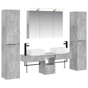 vidaXL Kylpyhuonekalustesetti 6 pcs Betoninharmaa Tekninen puu ja lasi