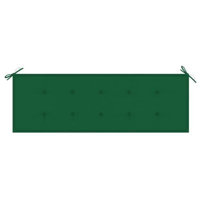 vidaXL Batavia-penkki vihreällä tyynyllä 150 cm täysi tiikki