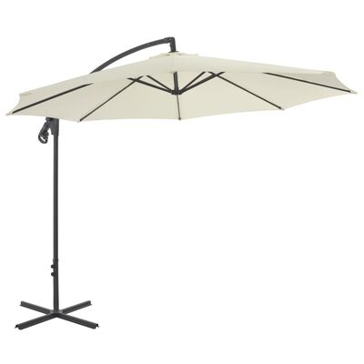 vidaXL Riippuva aurinkovarjo teräspylväällä 30 cm hiekka