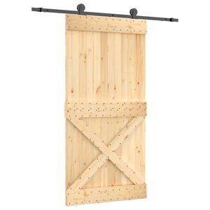 vidaXL Liukuovi 100 x 210 cm Massiivinen m&auml;nty (k&auml;sittelem&auml;t&ouml;n)