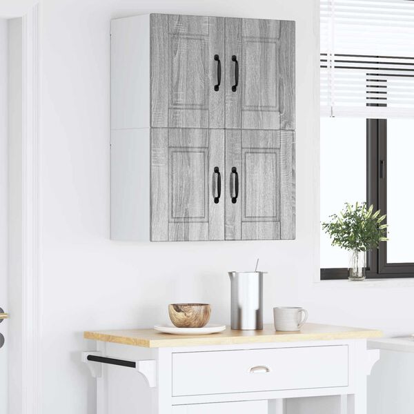 vidaXL Keitti&ouml;kaappi 2 pcs Harmaa Sonoma 60 x 31 x 40 cm Tekninen puu