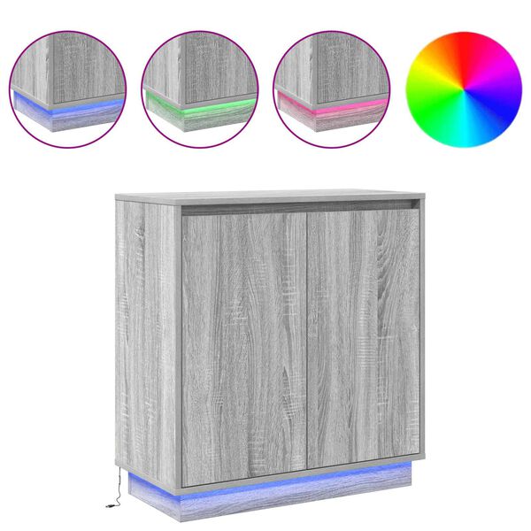 vidaXL LED-p&ouml;yt&auml;taso Harmaa Sonoma 71 x 34,5 x 75 cm Tekninen puu