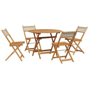 vidaXL 5-osainen ulkoruokailuryhm&auml; beige polyrottinki/t&auml;ysi akasiapuu