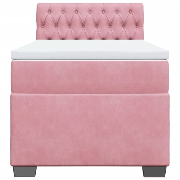 vidaXL Jenkkis&auml;nky patjalla pinkki 90x190 cm sametti