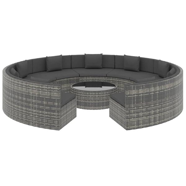 vidaXL 10-osainen Puutarhasohvasarja tyynyill&auml; polyrottinki harmaa