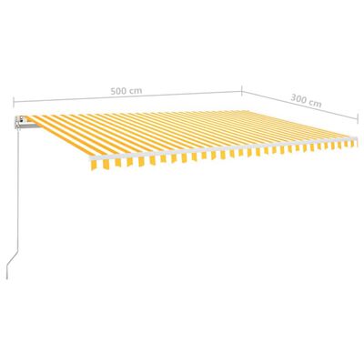 vidaXL Sisäänkelattava markiisi LED/tuulisensori 500x300cm keltavalk.