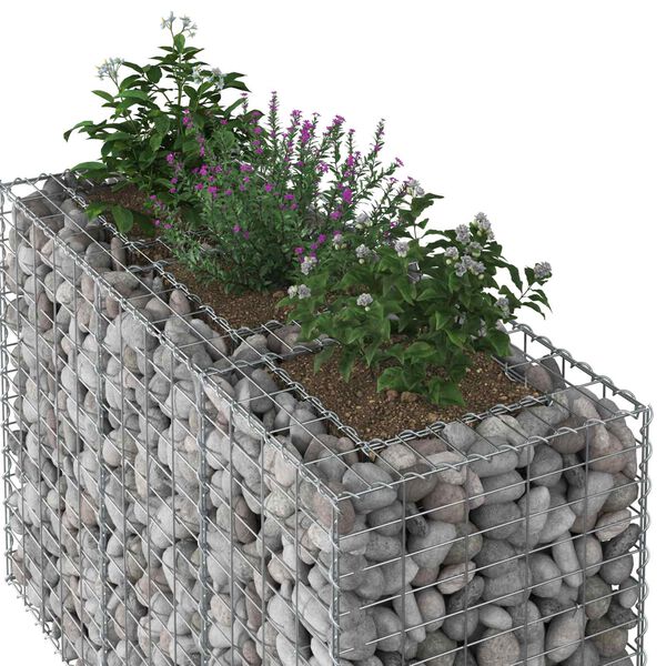 vidaXL Gabion Kohotettu Peti Hopea 130 x 50 x 80 cm Galvanoitu ter&auml;s