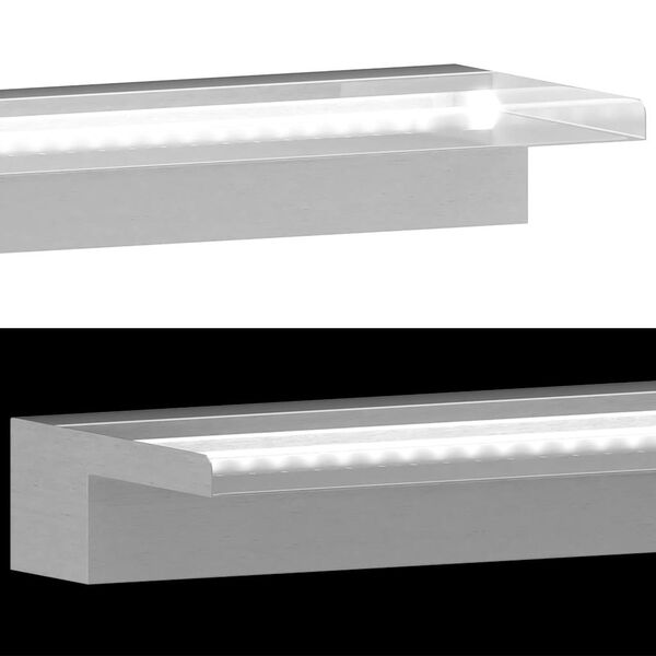 vidaXL Vesiputous suihkul&auml;hde LED-valoilla ruostumaton ter&auml;s 110 cm