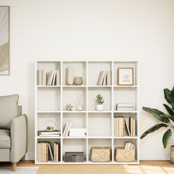 vidaXL Kirjahylly valkoinen 137,5x29x137,5 cm lastulevy