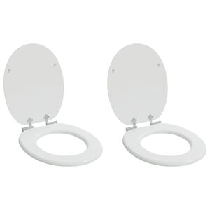 vidaXL Pehmoviimeinen WC-istuin 2 kpl valkoinen 44 x 38 cm MDF-levy