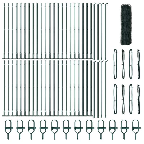 vidaXL Aitalatu Vihre&auml; 100 x 1 m (25 mm verkkokoko) Ter&auml;st&auml; ja PVC:t&auml;