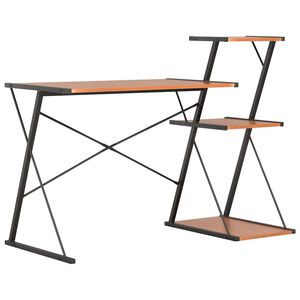 vidaXL Ty&ouml;p&ouml;yt&auml; hyllyll&auml; musta ja ruskea 116x50x93 cm