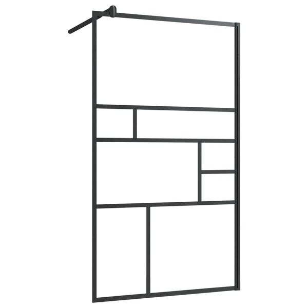 vidaXL Walk-in suihkun seinäke kirkas ESG-lasi 90x195 cm musta