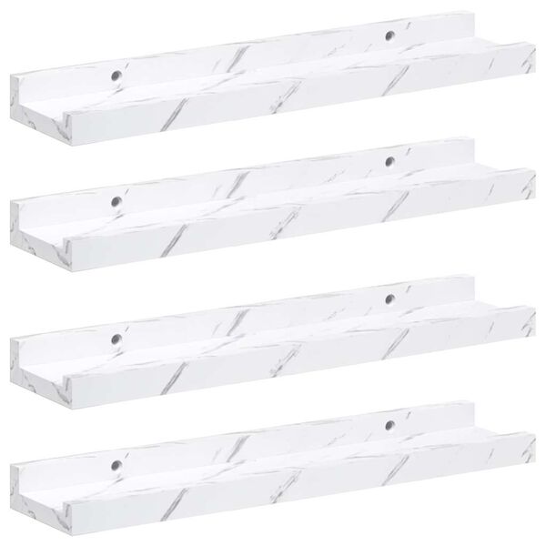 vidaXL Sein&auml;hylly 4 pcs Valkoinen marmori 40 x 9 x 3 cm Tekninen puu