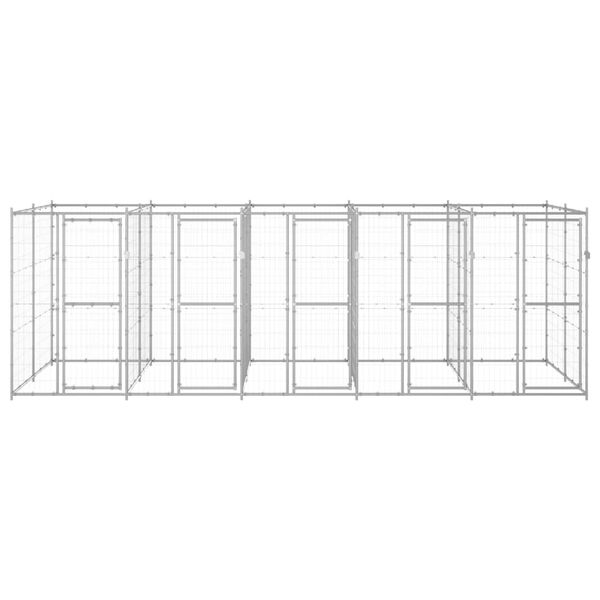 vidaXL Koiran ulkohäkki galvanoitu teräs 12,1 m²