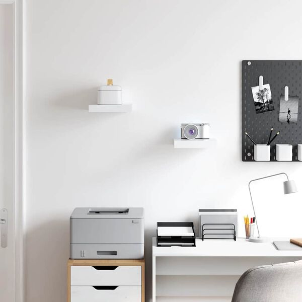 vidaXL Kelluvat sein&auml;hyllyt 2kpl valkoinen 23x23,5x3,8 cm MDF