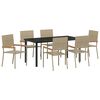 vidaXL Piharuokailu setti tyynyll&auml; 7 pcs Beige polyrottinki