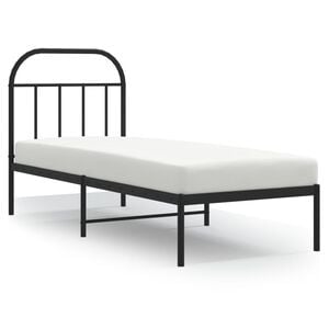 vidaXL Metallinen s&auml;ngynrunko p&auml;&auml;dyll&auml; musta 75x190 cm