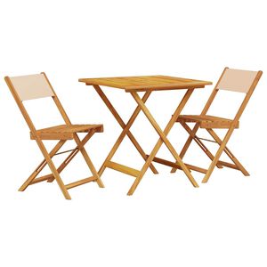 vidaXL 3-osainen Bistrosarja beige kangas ja t&auml;ysi m&auml;nty