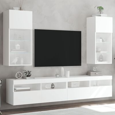 vidaXL TV-kaapit LED-valoilla 2 kpl valkoinen 40,5x30x90 cm