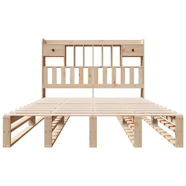 vidaXL Sänky kirjahyllyllä ilman patjaa 150x200 cm täysi mänty