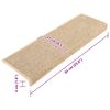 vidaXL Porrasmatot 15 kpl 65x21x4 cm vaaleanbeige suorakaiteen muotoinen reuna