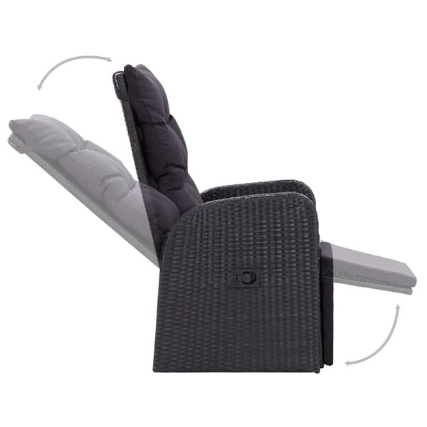 vidaXL 3-osainen Ulkoruokaryhm&auml; tyynyill&auml; musta polyrottinki