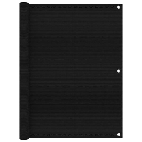 vidaXL Parvekkeen suoja musta 120x600 cm HDPE