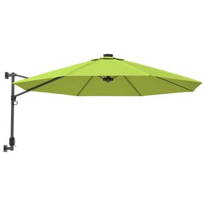 vidaXL Sein&auml;kiinnitteinen aurinkovarjo LED-valoilla omenanvihr. 290 cm