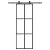 vidaXL Liukuovi asennustarvikkeilla musta 76x205 cm ESG lasi