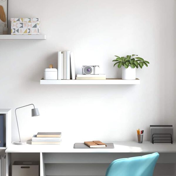 vidaXL Kelluva sein&auml;hylly tammi ja valkoinen 80x23,5x3,8 cm MDF