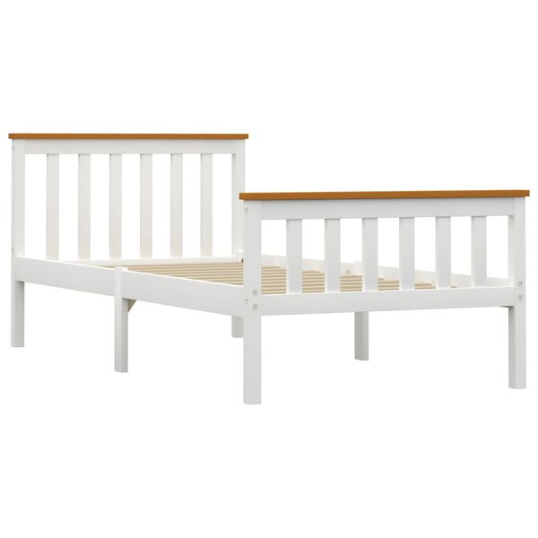 vidaXL Sängynrunko 2 vetolaatikolla valkoinen täysi mänty 90x200 cm