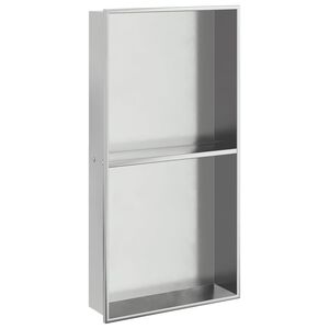 vidaXL Suihkuhylly harjattu hopea 32x62x9 cm ruostumaton ter&auml;s