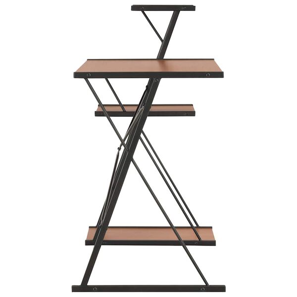 vidaXL Ty&ouml;p&ouml;yt&auml; hyllyll&auml; musta ja ruskea 116x50x93 cm